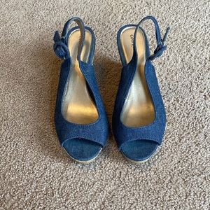 Navy Blue Womens Wedged Heels